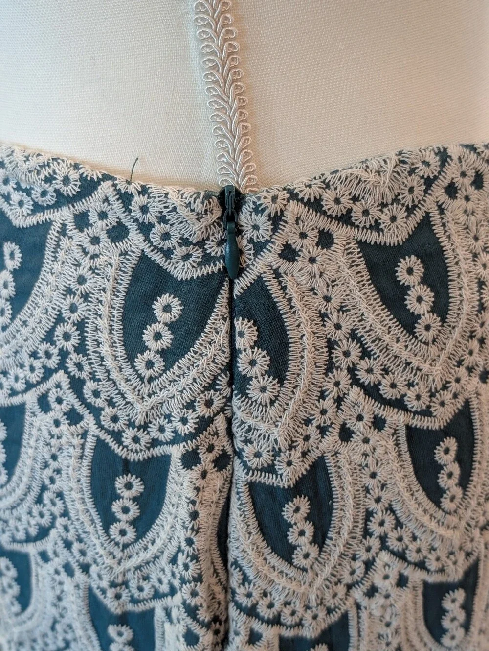 Women's Teal Green and Cream Lace-Pattern Maxi Skirt - Picture 4 of 5